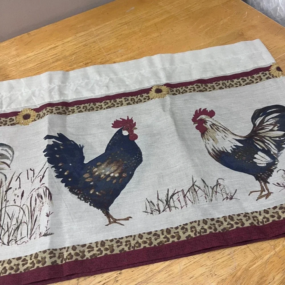 Mainstays Rooster Sunflower Leopard Window Valance‎ French Country Farmhouse